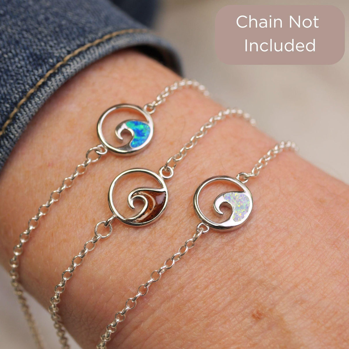 Opal Ocean Wave Connector Charm for permanent jewelry - Permanent Wholesale Jewelry