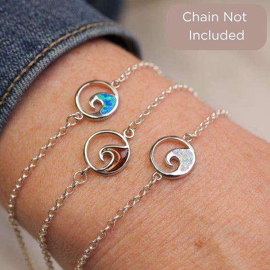 Opal Ocean Wave Connector Charm for permanent jewelry - Permanent Wholesale Jewelry