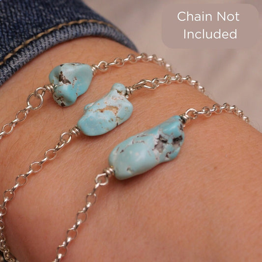 Lone Mountain Turquoise Connector Charm for permanent jewelry - Permanent Wholesale Jewelry
