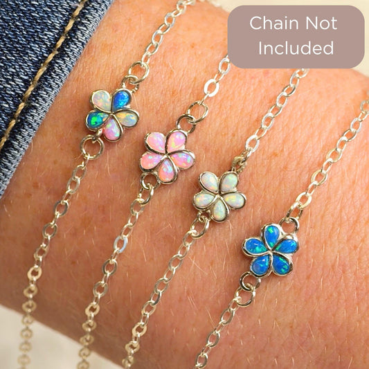 Opal Plumeria Connector Charm 6mm for permanent jewelry - Permanent Wholesale Jewelry