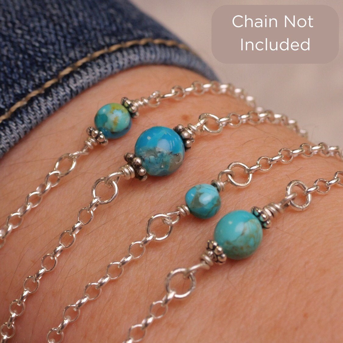 Kingman Mine Turquoise Connector Charm for permanent jewelry - Permanent Wholesale Jewelry
