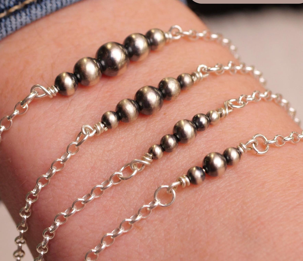 Navajo Pearl Cable Chain Anklet for permanent jewelry - Permanent Wholesale Jewelry