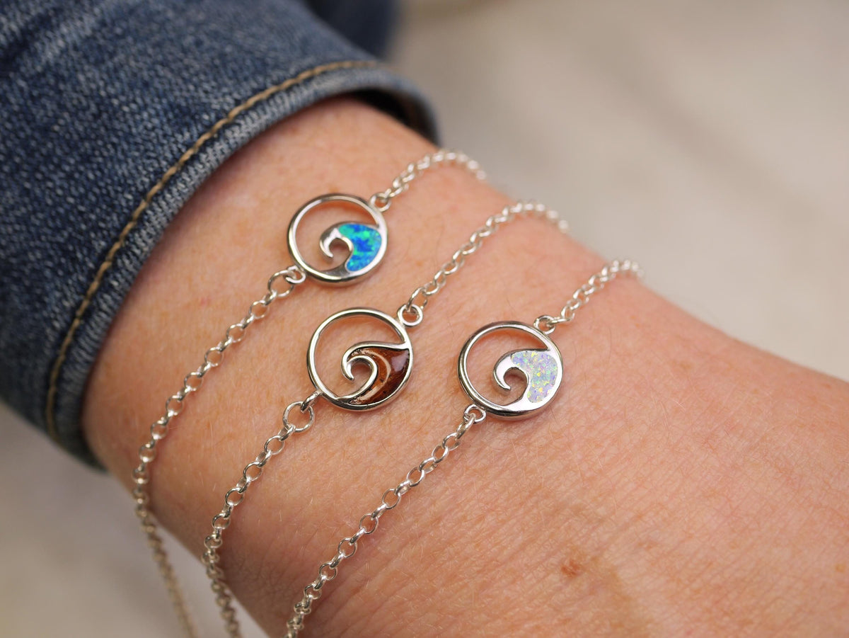 Opal Ocean Wave Connector Charm for permanent jewelry - Permanent Wholesale Jewelry - view 2