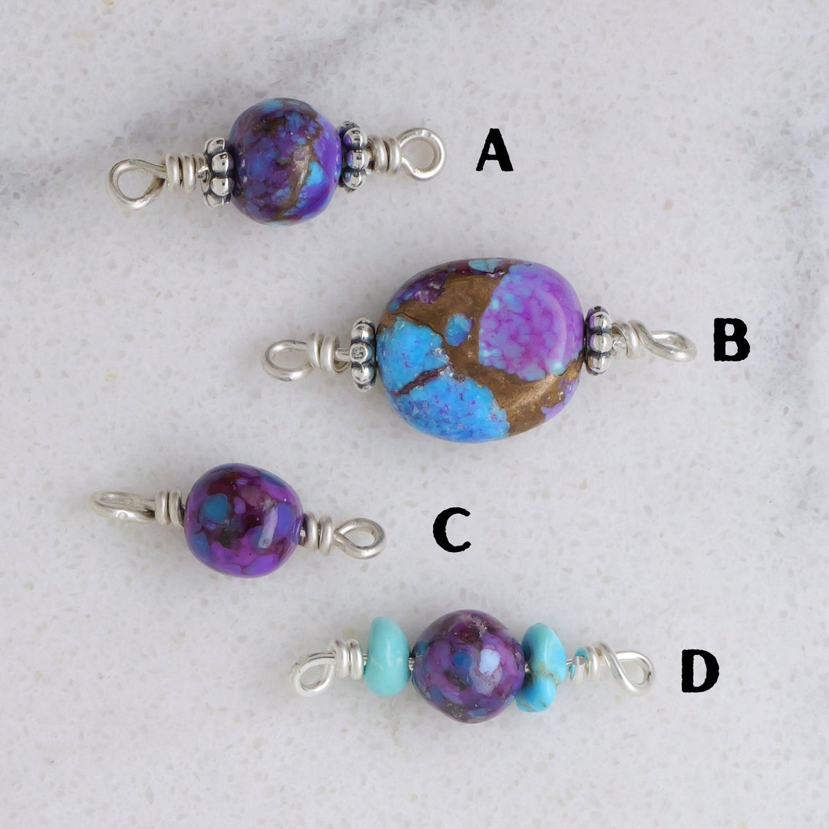Kingman Turquoise & Spiny Oyster Connector Charm for permanent jewelry - Permanent Wholesale Jewelry - view 3