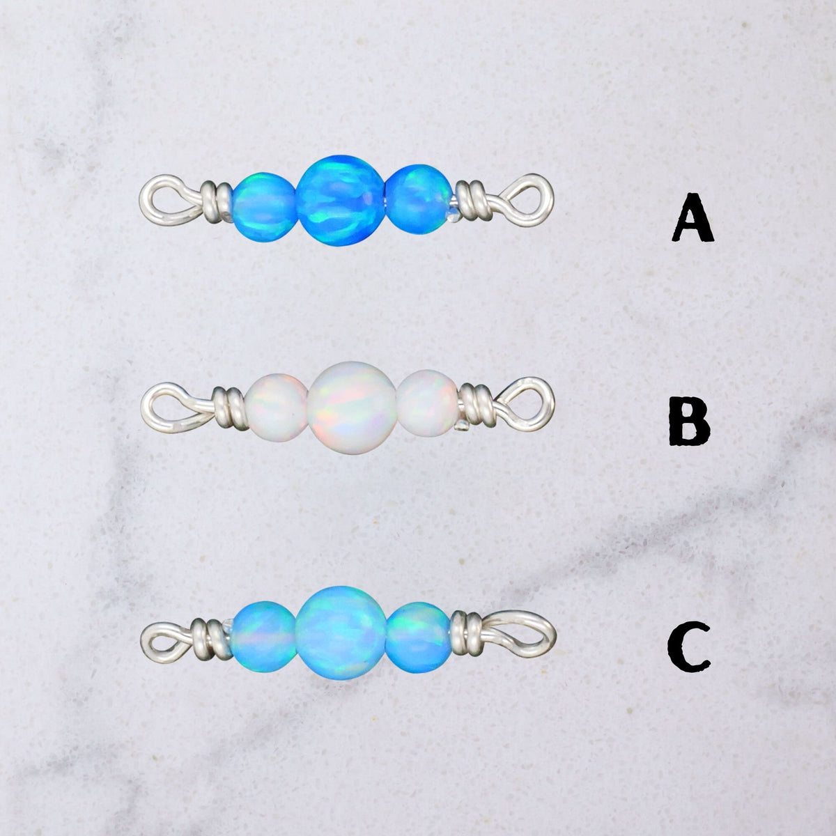 Opal Connector Charm - Sterling Wrapped for permanent jewelry - Permanent Wholesale Jewelry - view 3