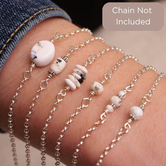 White Buffalo Turquoise Connector Charm for permanent jewelry - Permanent Wholesale Jewelry