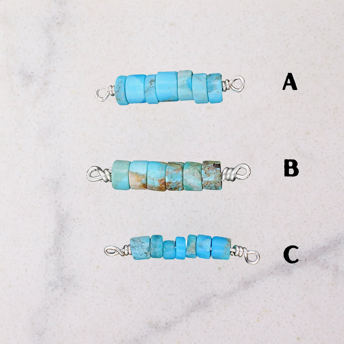Kingman Turquoise Connector Charm for permanent jewelry - Permanent Wholesale Jewelry - view 3