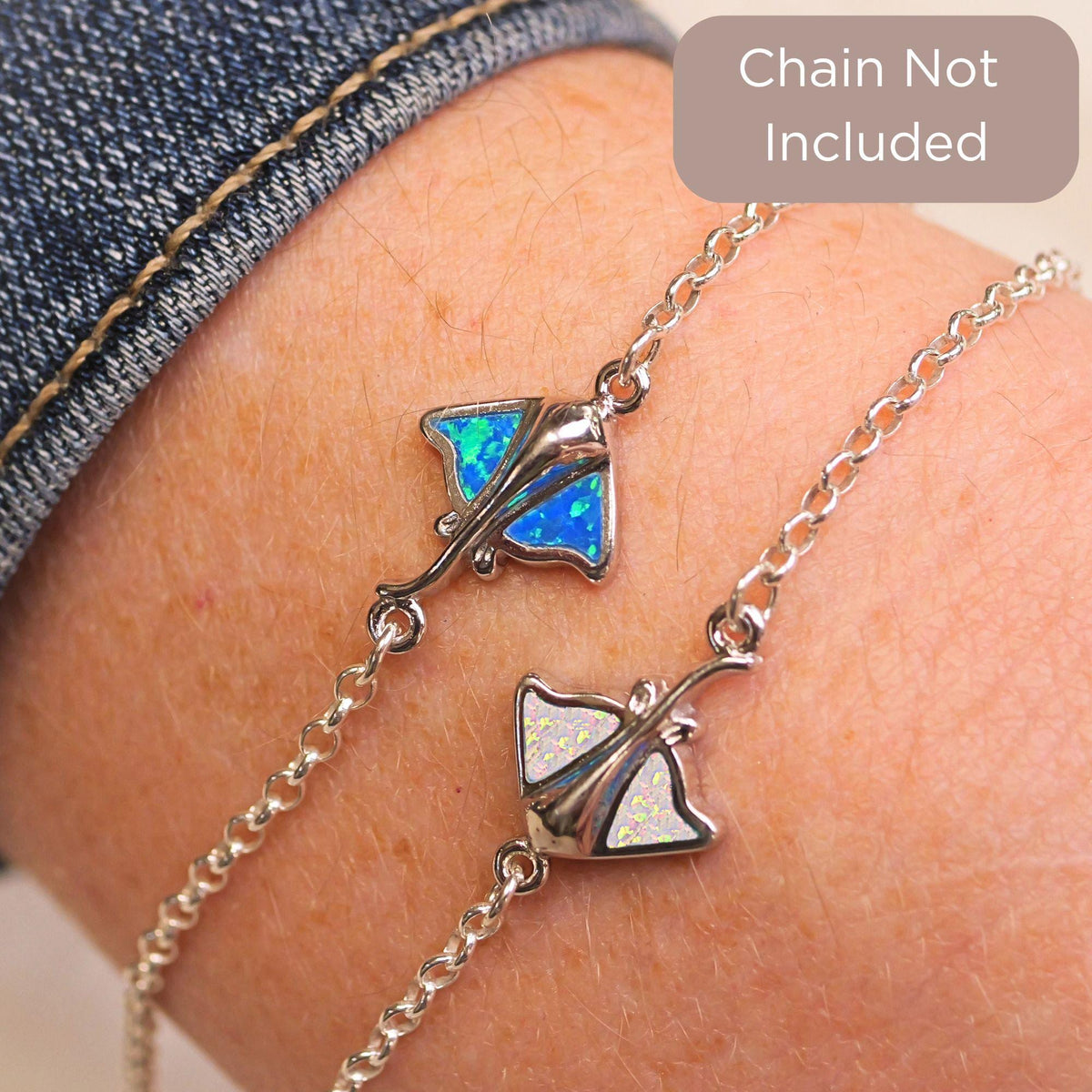 Opal Stingray Connector Charm for permanent jewelry - Permanent Wholesale Jewelry