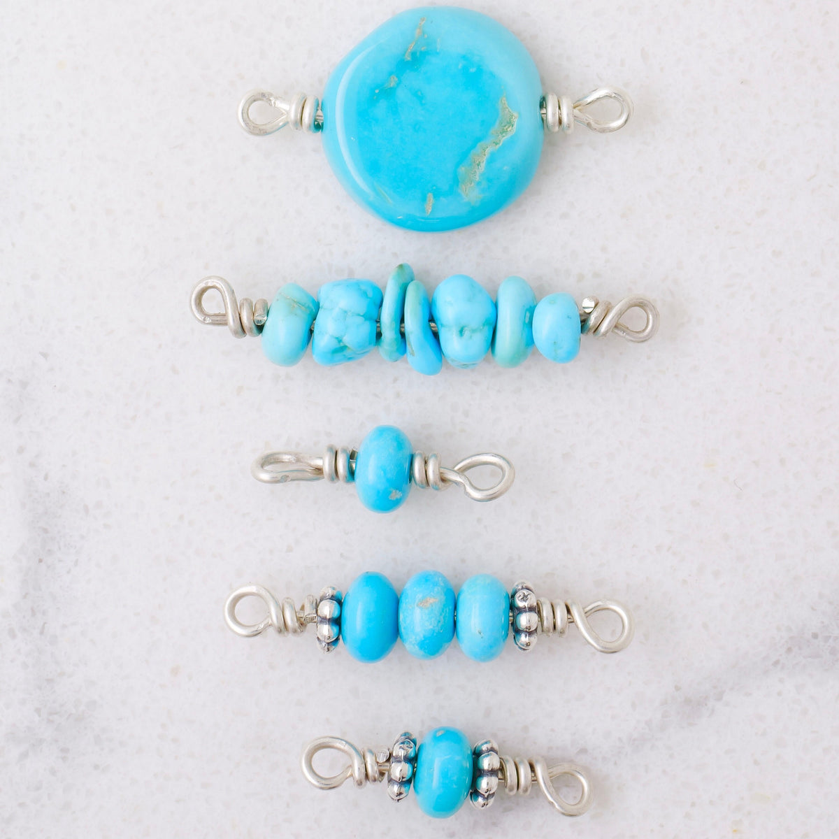 Sleeping Beauty Turquoise Connector Charm for permanent jewelry - Permanent Wholesale Jewelry - view 2