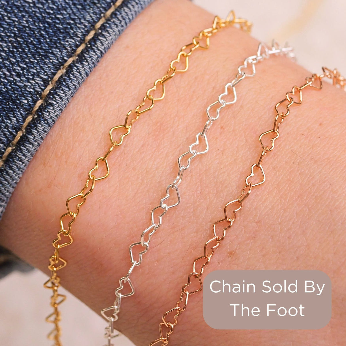 Heart Chain 3.2mm for permanent jewelry - Permanent Wholesale Jewelry